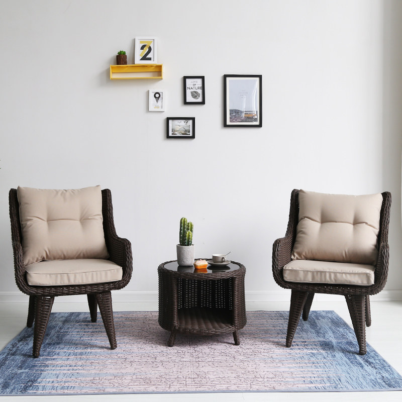 Vine chair three-piece suit of simple leisure balcony small tables and chairs combined outdoor terrace canteen little tea few mesh red-vine chairs