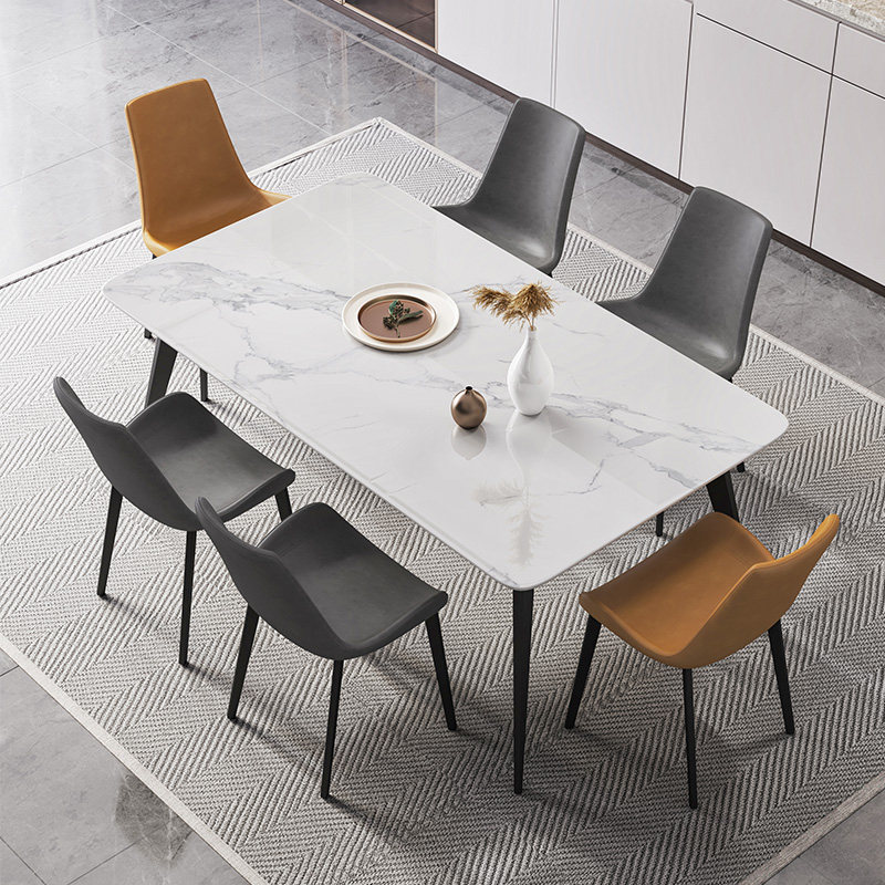 Italian style rock plate dining table and chairs Home extremely minimalist style Living room Kitchen Modern Minima Light Extravagant Rectangular composition