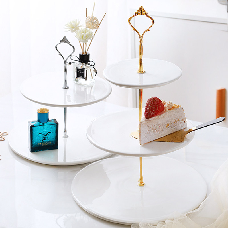Nordic three-layer fruit plate cake stand creative modern living room double dessert pastry plate home afternoon tea snack frame