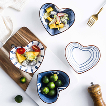 Bowl Japanese-style hand-painted creative love-shaped Nordic ceramic couple personality double skin milk steamed egg Fruit salad dessert bowl