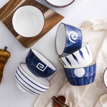 Japanese-style household ceramic bowl Personality creative tableware combination set Rice bowl Soup bowl 4 packs Rice bowl noodle bowl