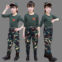 Boy camouflan clothes for children suit pants suit long sleeve T-shirt child male and female child clothing spring and autumn clothing two sets