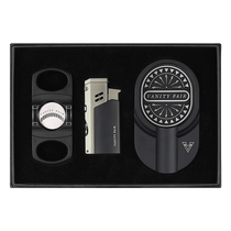 GUEVARA cigar tool three-piece set multifunctional windproof lighter cigar scissors metal ashtray gift box