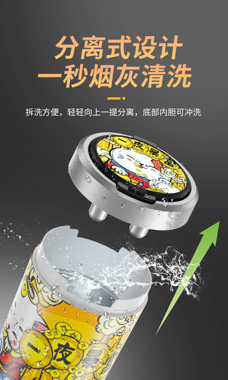 Trendy Chinese-Style Car Ashtray Tiktok Same Model Multifunctional Creative Personalized Car Interior Ashtray with Lid for Men with Light
