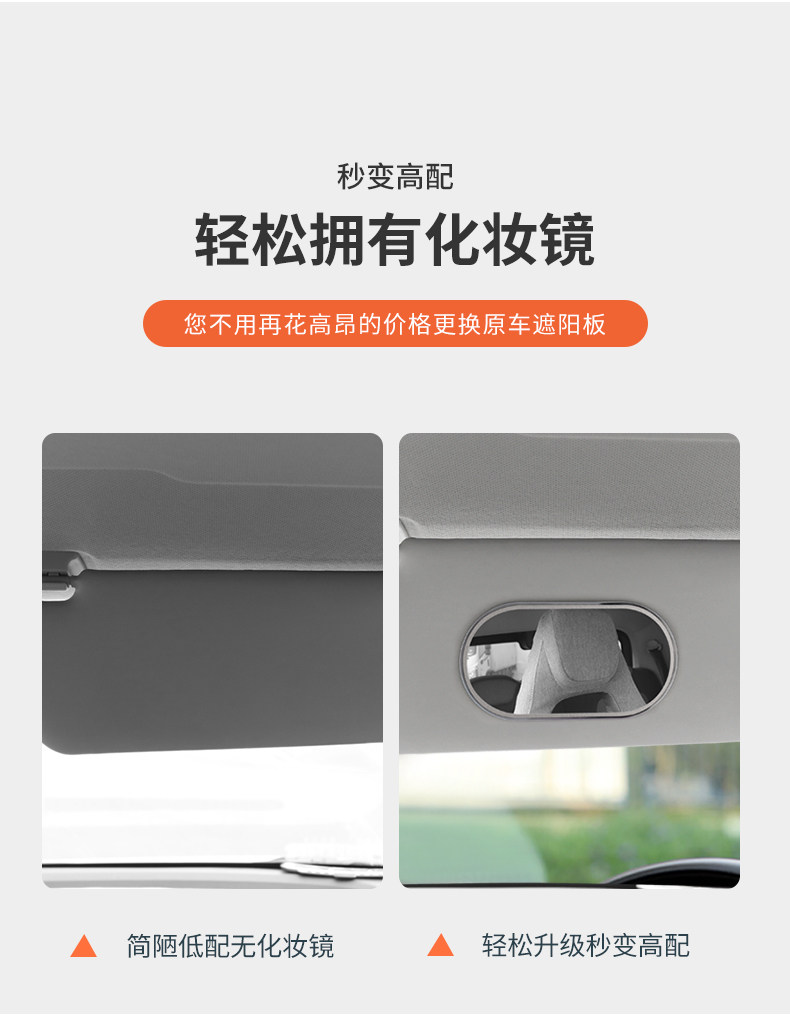 Car Sun Visor Vanity Mirror Universal Car Interior Passenger Sunshade Thin Version with Comb Stainless Steel Vanity Mirror