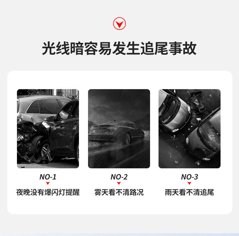 Car Solar Antenna Fin Light Universal Roof Anti-Rear Collision Warning Light Shark Fin Strobe Light Decoration