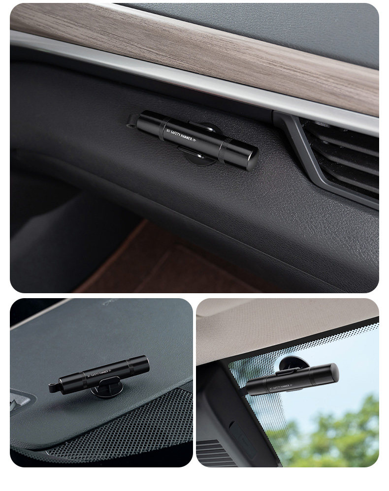 Car Safety Hammer, Vehicle Emergency Hammer, One-Second Emergency Tool, Car-Mounted Aluminum Alloy Window Breaker, Multifunctional Escape Tool