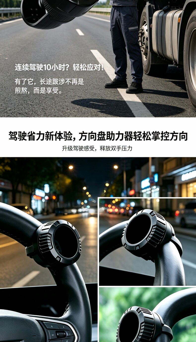 Car Steering Wheel Power Ball, Labor-Saving Ball, Driving Aid, Metal Bearing-Type Truck One-Hand Steering Device