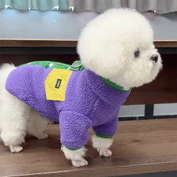 Tractionable Dog Clothes, Autumn and Winter Style, Bichon Frise, Teddy, Small Puppies, Pet Winter Warm Lamb Fleece Two-Legged Clothing