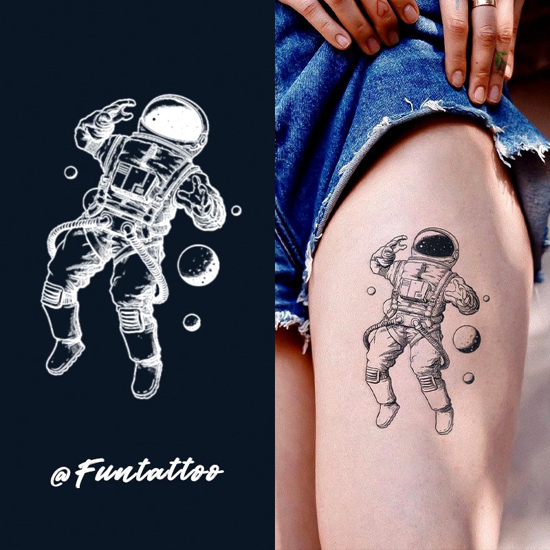 Fun Fun Ins Wind Astronaut Tattoo Sticker astronaut waterproof female persistent tennis red sticker pattern arm male