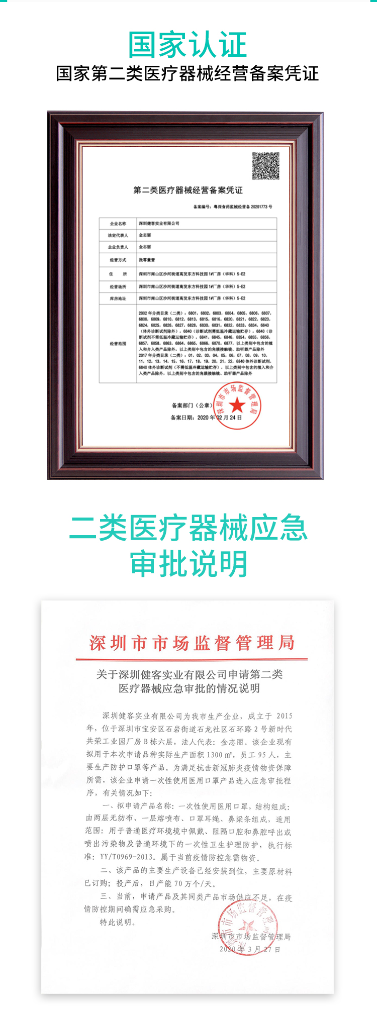 正规医用级盒装医疗三层口罩50只装 图3