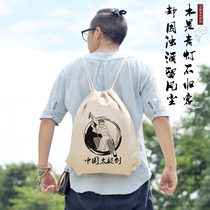 Hunan Intangible Heritage] Tara Huayao Chinese style drawstring backpack Taiji mouth bag canvas bag Taiji bag