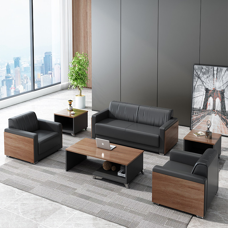 Office sofa simple sofa coffee table combination simple modern office business reception three-person lounge area sofa