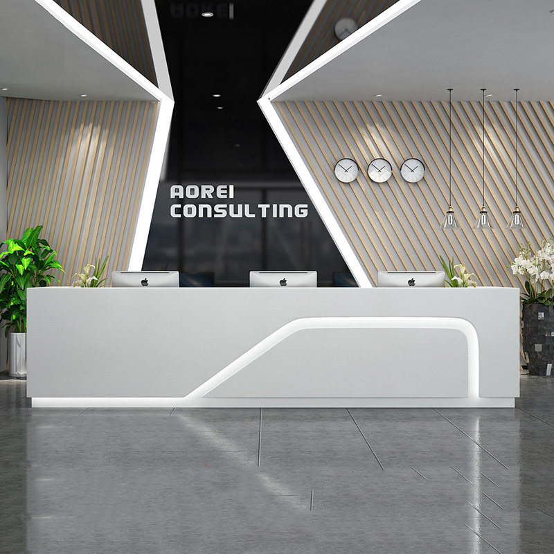 The front of the company reception house white baking paint front front door welcome home beauty salon bar counter cash register cabinet hotel service platform