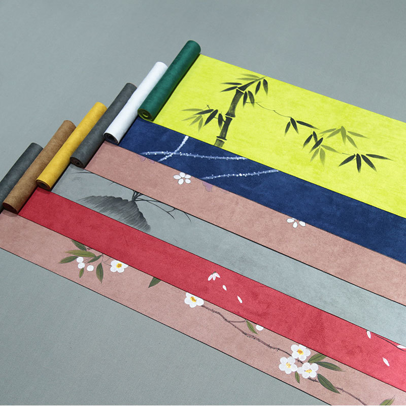 Hand Painted Deer Leather Suede Waterproof Tea Mat Chinese tea Road Table Flag Zen Herbal Tea Cloth Mat Gong Fu Tea Accessories 20 Width