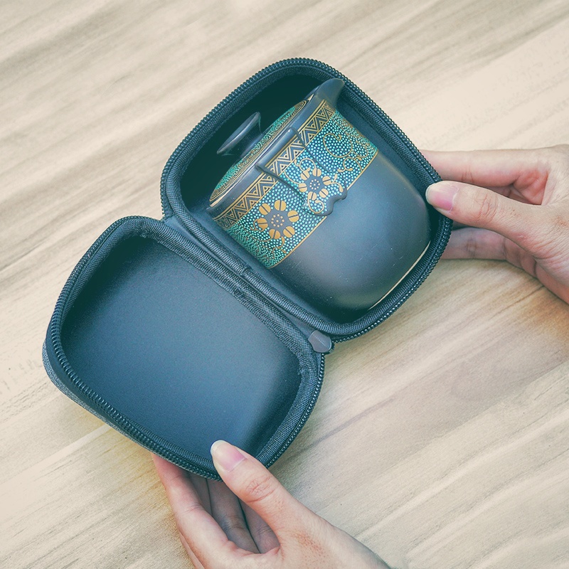 Sanshando black pottery Japanese simple travel tea set set one pot four cups of kuaike cup portable kung fu tea set outdoors