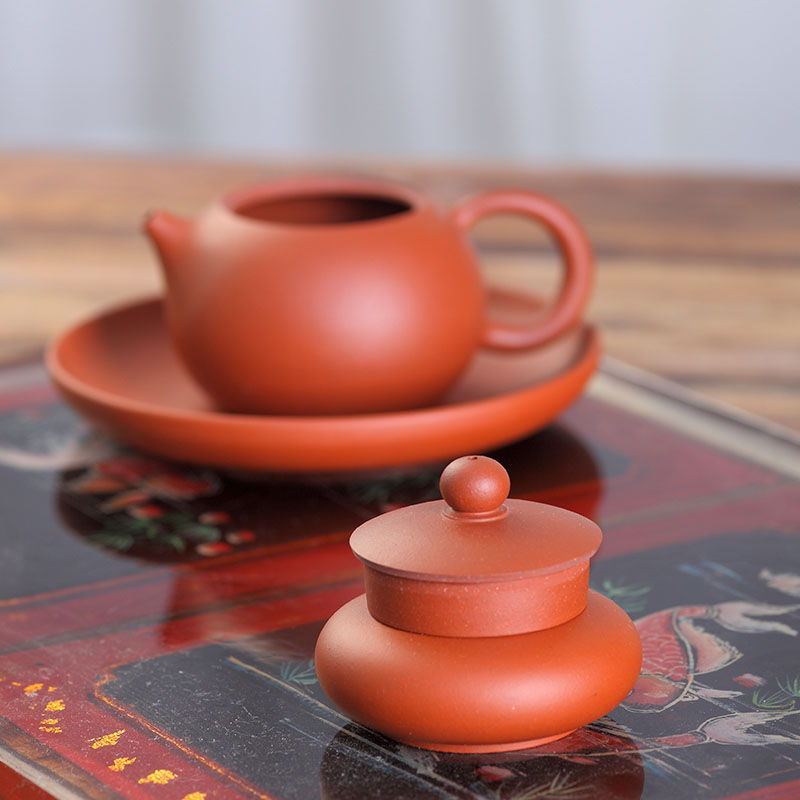 Sanshantang purple sand cover set purple clay pot cover set support cover bowl cover support tea ceremony accessories ornaments Japanese tea play tea pet