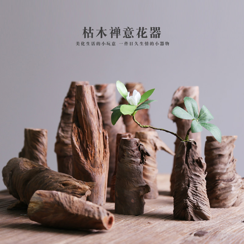 Dead wood flower tea ceremony with tea table decorated new Chinese Zen Tea room living room porch vase insertion creativity
