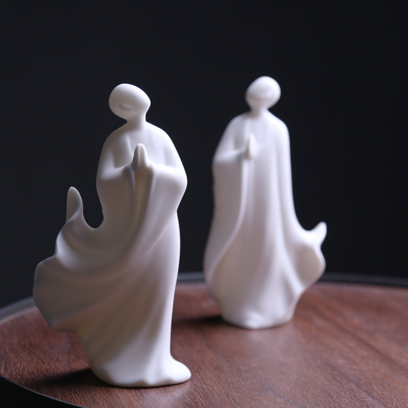Defied White Porcelain New Chinese Style Zen figure Tea darling Swing Piece Boutique Tea Play Tea Table Tea Tray Decoration Chinese Wind and Shang