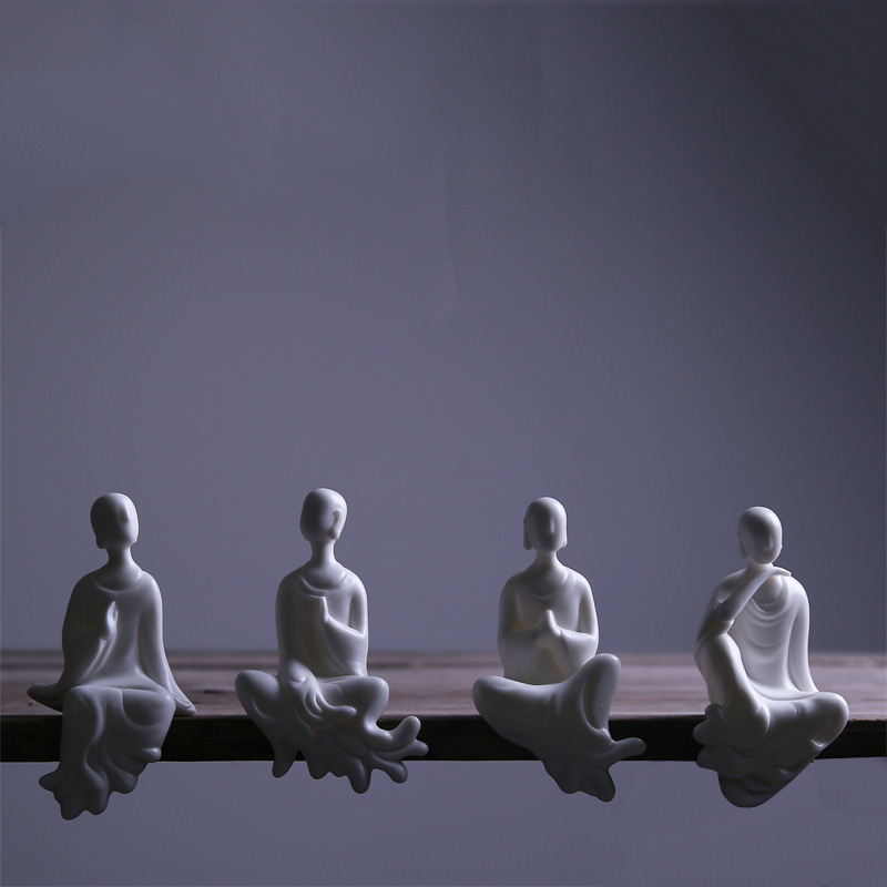 Dehua White Porcelain Chinese Zen Zen Buddha Boutique Tea Pet Ornament Tea Ceremony Home Furnishing Personality Creative Chinese Style
