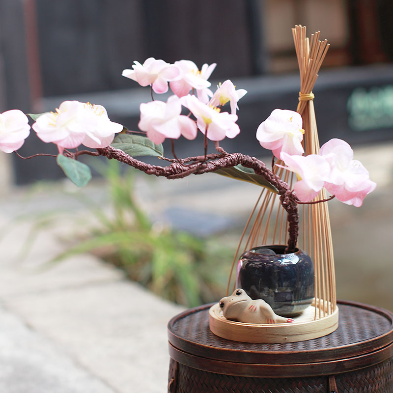 Zen Willi Style Bamboo Choreographeter Tea Table Tea Table Tea Table Tea Table Decoration Pendulum Table table Vase Flower Basket Frame Sword Mountain Flower Arrangement