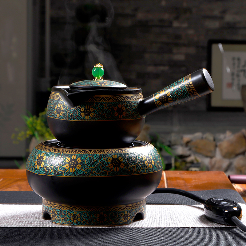 Sanshan Hall Silk Road Black Crystal Furnace Home Small Cooking Tea Stove Cooking Tea Ware Ceramic Muted Light Wave Oven Tea Channel