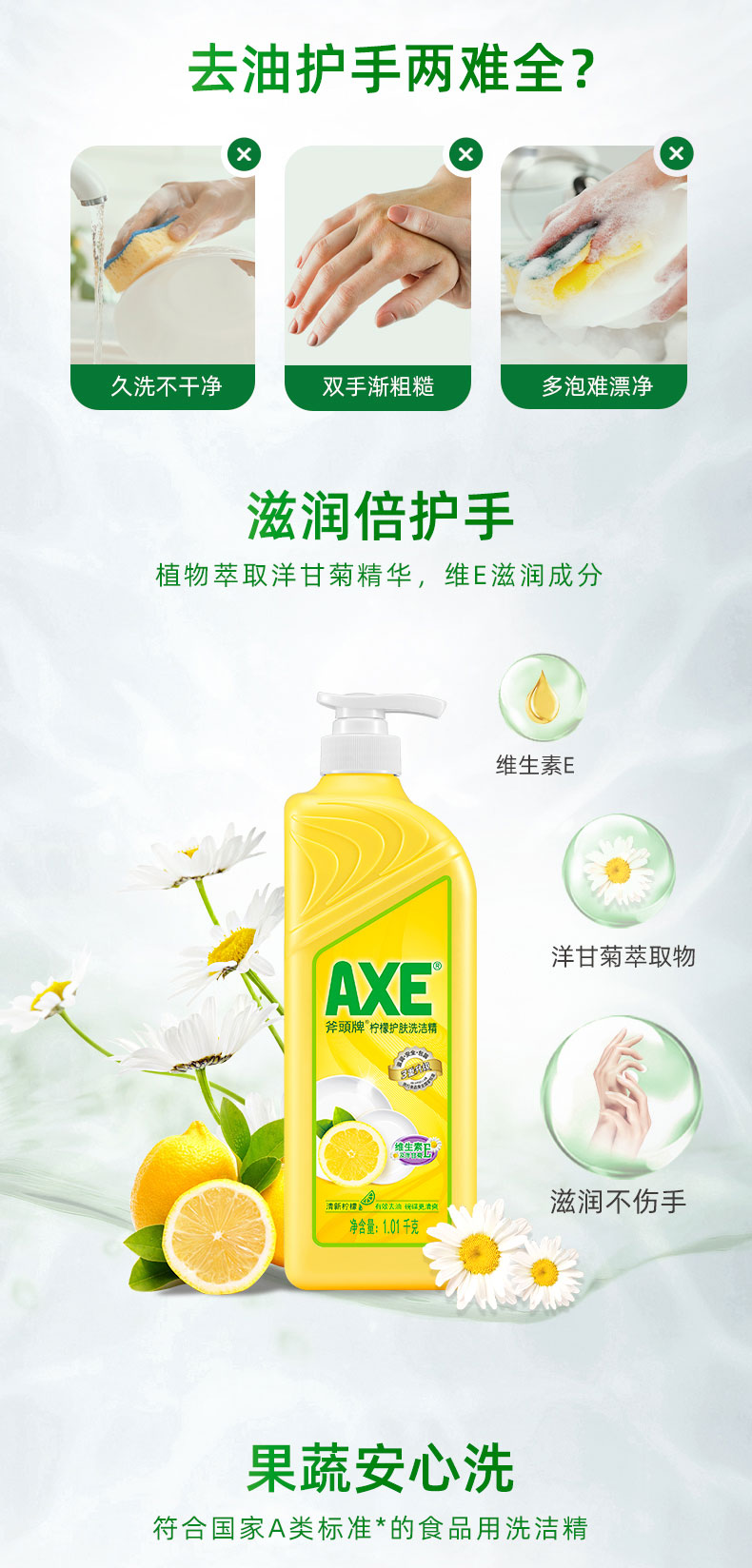 香港 斧头牌 AXE 柠檬洗洁精 1.01kg*4瓶 图4