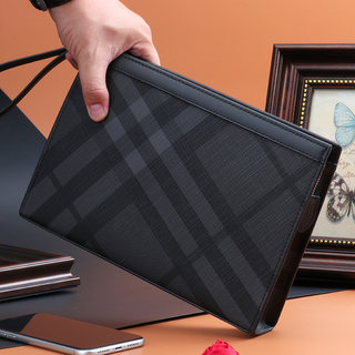 Handbag men's clutch bag business casual clutch bag men's handbag new luxury fashion trendy plaid large capacity
