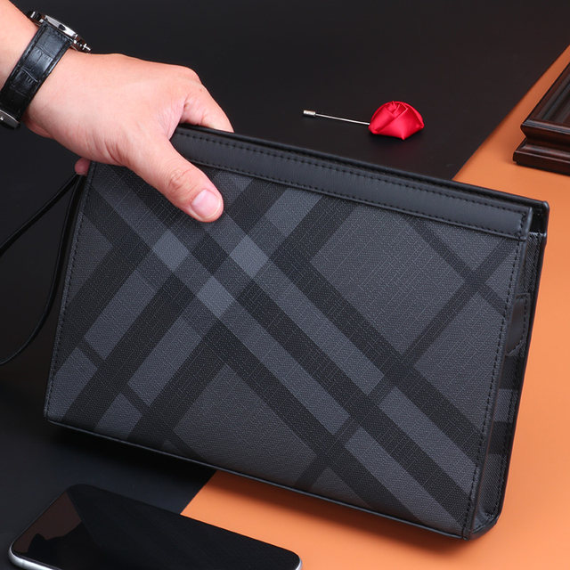 Handbag Men's Clutch Bag Business Casual Clutch Bag Men's Handbag New Luxury Fashion Trendy Plaid Large Capacity