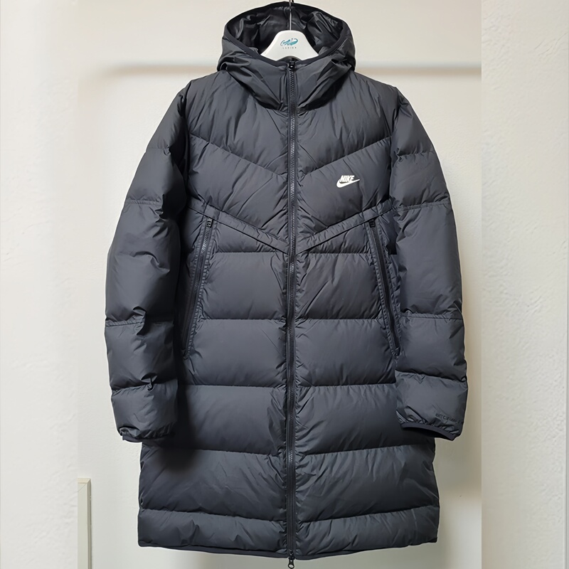 Nike/Nike down Jacket for Men and Women, Mid-Length, Warm, Classic, Solid Color, Casual Hooded Jacket Dv1134