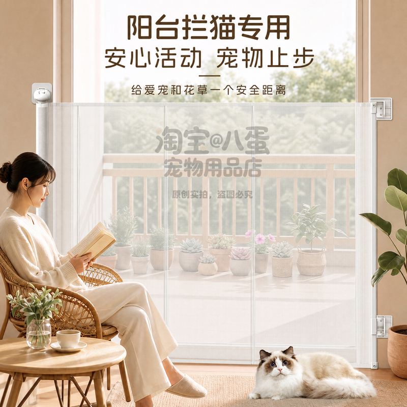 Pet Fence for Indoor Use, Cat Safety Barrier, Protective Dog Fence, Retractable Barrier Door, Balcony Cat Protection Device Pet Fence for Indoor Use, Cat Safety Barrier, Protective Dog Fence, Retractable Barrier Door, Balcony Cat Protection Device