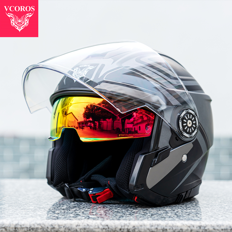 VCOROS 3/4 safety helmet locomotive male electric car female Bluetooth half helmet safety helmet 3 4 helmets winter