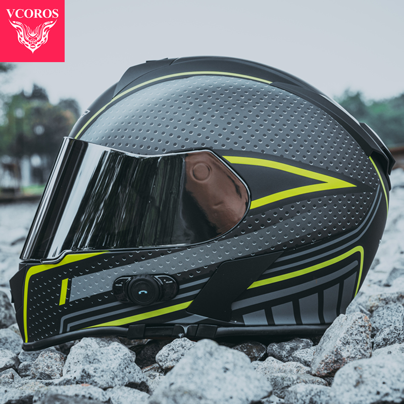 Italian VCOROS locomotive helmet men and women bring their own bluetooth headset helmet four seasons double lens locomotive full helmet