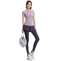 Sports suit womens 2024 new summer mesh breathable short-sleeved quick-drying clothing gym running advanced yoga clothing