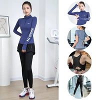 Синий комплект, черные спортивные короткие штаны для спортзала, 4 предмета, короткий рукав