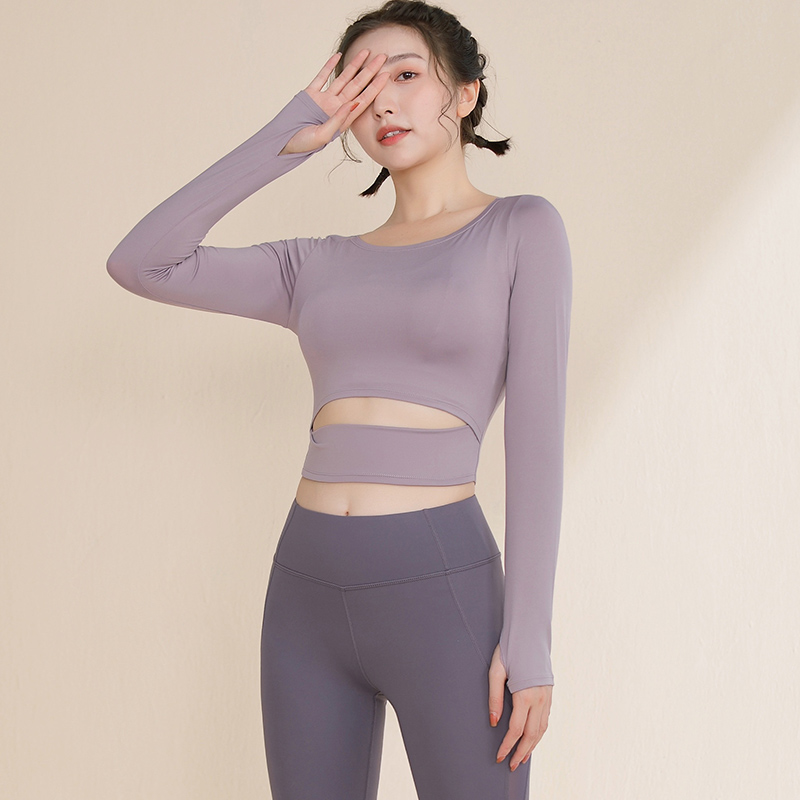 Professional yoga dress training tight clothes in autumn temperament and thin fitness garment sports long sleeve dried running suit