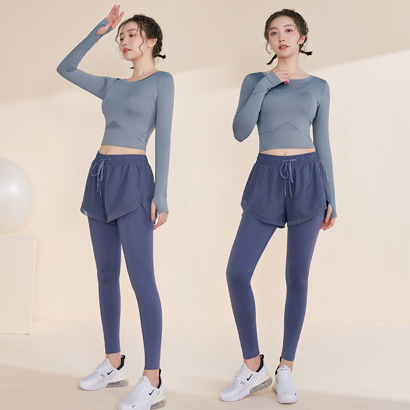Fitness Suit Women's Slim Speed Dry Yoga Service Temperament Professional High-end Sports Running Five Pieces Outdoor Morning Running Suit