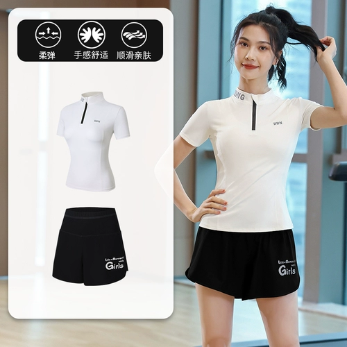 Летний дышащий комплект для спортзала, высококачественный спортивный костюм для тренировок, короткий рукав, для бега