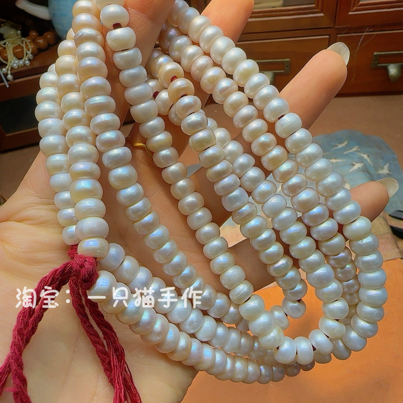 Natural Tibetan-Style Old Pearl Disc Beads, Large Hole Pearls, Tibetan-Style Pearl Spacer Beads, Loose Beads for DIY Bracelets and Necklaces