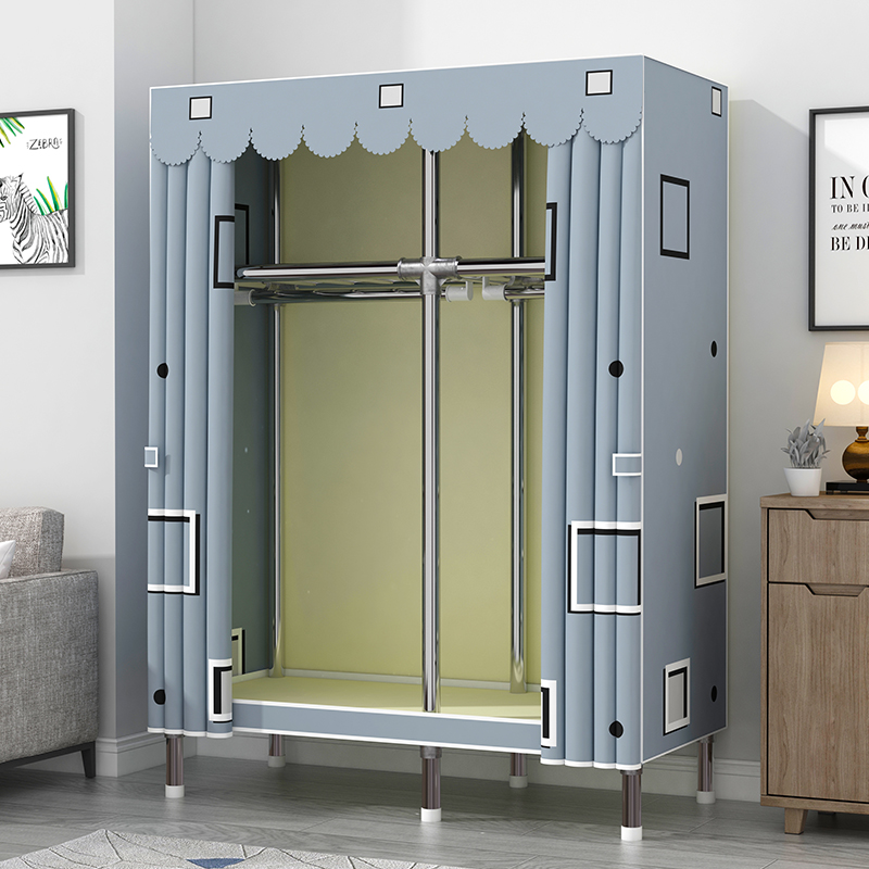 Simple wardrobe Home bedroom all steel frame cloth wardrobe rental house with strong and durable steel pipe thickened and thickened reinforcement