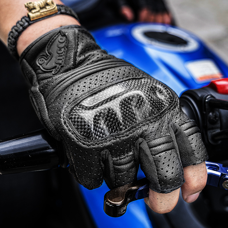 Motorcycle Boy Riding Motorcycle Gloves Four Seasons Half Finger Exposed Finger Breathable Motorcycle Glove Leather Racing Rider Gear