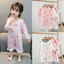 Girls pajamas thin spring and autumn baby cotton Childrens baby one-piece summer girls home clothes Childrens summer