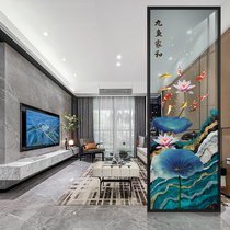 Nine fish figure art glass custom living room porch home decoration screen wall toughened matte light transmission process partition