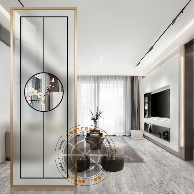 Art glass screen decoration home modern new Chinese-style living room bedroom powder room tempered light-transmitting partition custom