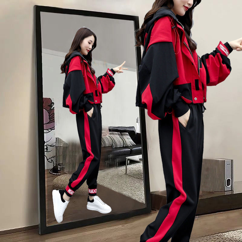 2020 Autumn Fashion new women's sports suit Three sets of students casual fashion foreign women's clothing hip hop jacket