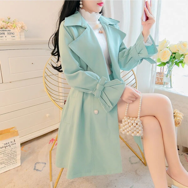 Windbreaker Jacket for Women, Spring 2026 New Korean Style, Petite Waist-Cinching, Slimming, Mid-Length, Stylish and Trendy Coat