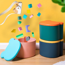 Home Children Intake Stool Can Sit Adult Cartoon Toy Containing Box Nordic Wind Thickened Storage Stool Cushion Footstool