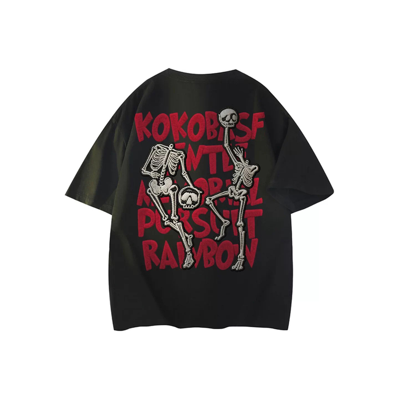 Nasawassup American-Style Skull Letter Print Short-Sleeved T-Shirt for Men and Women, Loose Round Neck, Street Fashion Summer Top