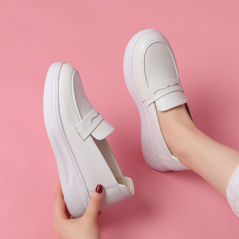 Nurse Shoes for Women 2026 Spring and Autumn New Style Soft Sole Breathable Anti-Odor Anti-Slip Non-Tiring Thick Sole Genuine Leather White Flats Nurse Shoes for Women 2026 Spring and Autumn New Style Soft Sole Breathable Anti-Odor Anti-Slip Non-Tiring Thick Sole Genuine Leather White Flats