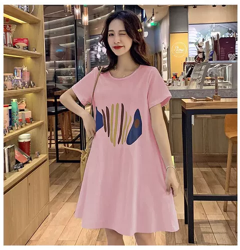 Летнее платье для беременных, тонкая юбка, длинный летний комплект, летняя одежда, короткий рукав, оверсайз, средней длины
